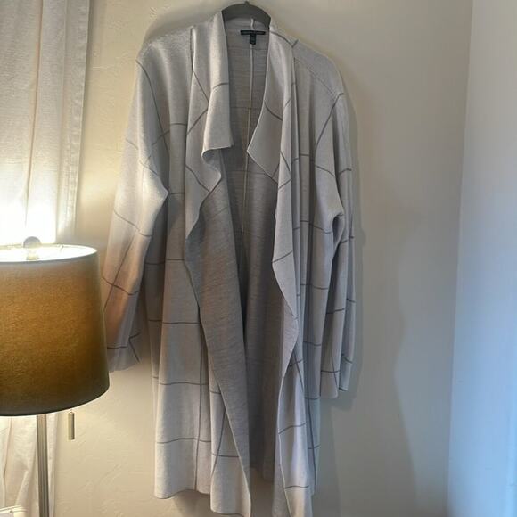 Eileen Fisher Gray Plaid Cardigan - Picture 7 of 8